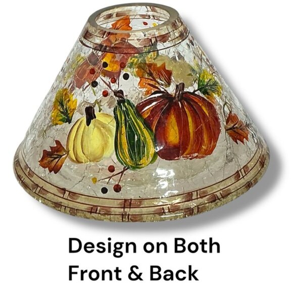 Yankee Candle Shade Crackle Glass Fall Autumn Thanksgiving Pumpkin Harvest - Picture 5 of 16